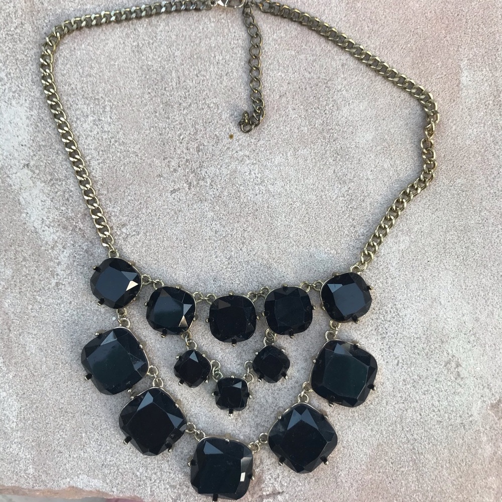 Black Bezeled Statement Necklace - image 1